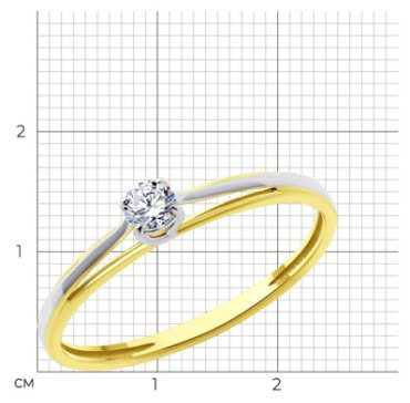 Кольцо Diamant 53-110-02231-1_18 размер 18 вес 1.3 г золото, фианит купить,90999