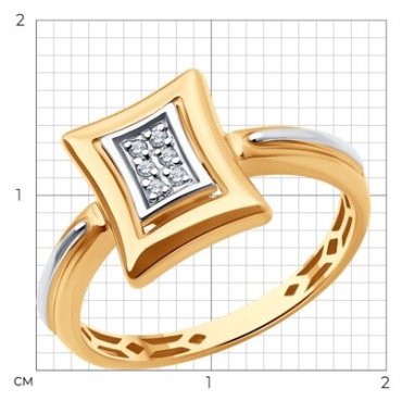 Кольцо Diamant 51-210-02128-1_18 размер 18 вес 2.91 г золото, бриллиант купить,508870