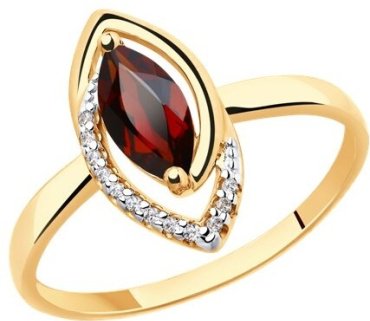 Кольцо Diamant 51-310-00241-2_17 размер 17 вес 1.605 г золото, гранат купить,173810