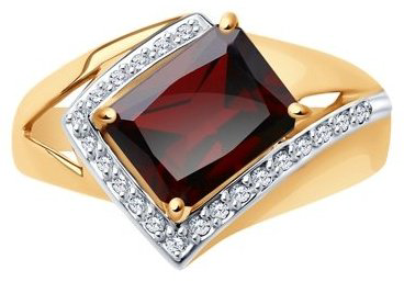 Кольцо SOKOLOV 715283 19 размер 19 вес 2.32 г золото, фианит, гранат купить,237006