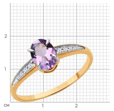 Кольцо Diamant 51-310-01933-2_175 размер 17.5 вес 1.34 золото, аметист купить,137475