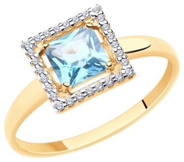 Кольцо Diamant 51-310-00294-1 размер 17.5 вес 1.7 г золото, топаз купить,NaN