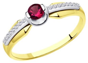 Кольцо Diamant 53-210-01504-2_175 размер 17.5 вес 1.89 г золото, рубин купить,281825