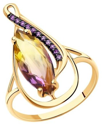 Кольцо Diamond 53-310-00761-2_175 размер 17.5 вес 2.72 г золото, фианит, аметрин купить,270317
