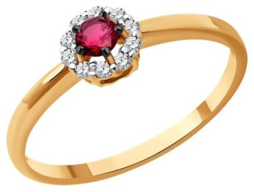 Кольцо Diamant 51-210-01768-3_17 размер 17 вес 1.58 г золото, рубин купить,384439