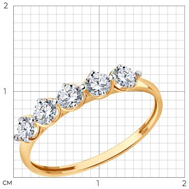 Кольцо Diamant 51-110-02785-1_175 размер 17.5 вес 1.18 г золото, фианит купить,88708