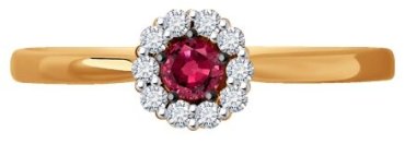 Кольцо Diamant 51-210-01768-3_17 размер 17 вес 1.58 г золото, рубин купить,384439
