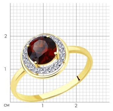 Кольцо Diamant 53-310-01426-1_185 размер 18.5 вес 1.805 г золото, гранат купить,151549