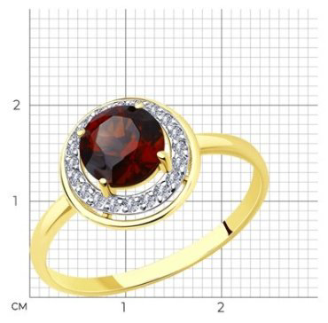 Кольцо Diamant 53-310-01426-1_185 размер 18.5 вес 1.805 г золото, гранат купить,151549