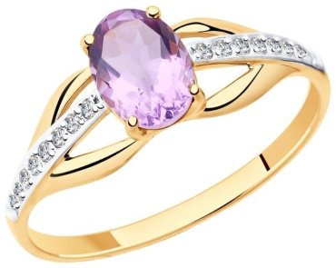 Кольцо Diamant 51-310-00256-4 размер 18 вес 1.5 г золото, аметист купить,NaN