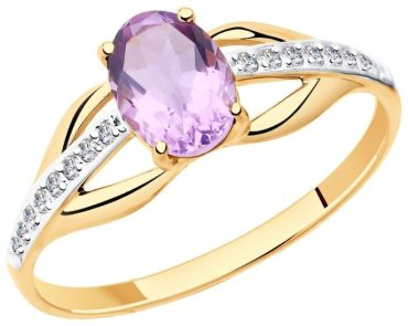 Кольцо Diamant 51-310-00256-4 размер 18 вес 1.5 г золото, аметист купить,NaN