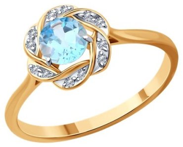 Кольцо Diamant 51-310-01746-1 размер 17 вес 2 г золото, фианит, топаз купить,164021