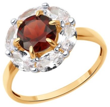 Кольцо Diamant 51-310-02100-2_185 размер 18.5 вес 2.68 г золото, гранат купить,204877