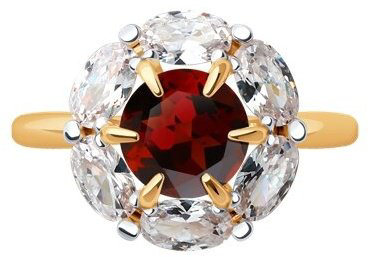 Кольцо Diamant 51-310-02100-2_185 размер 18.5 вес 2.68 г золото, гранат купить,204877