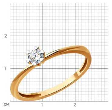 Кольцо Diamant 51-210-01762-1_165 размер 16.5 вес 1.39 г золото, бриллиант купить,382504