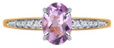 Кольцо Diamant 51-310-01933-2_18 размер 18 вес 1.43 г золото, аметист купить,137475