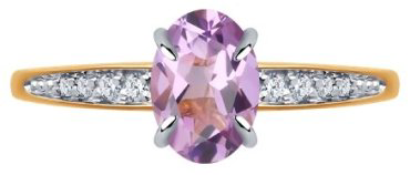 Кольцо Diamant 51-310-01933-2_18 размер 18 вес 1.43 г золото, аметист купить,137475