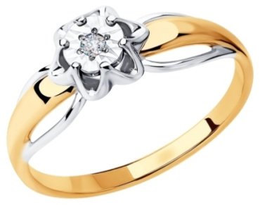 Кольцо Diamant 51-210-00024-1_165 размер 16.5 вес 2.03 г золото, бриллиант купить,396498