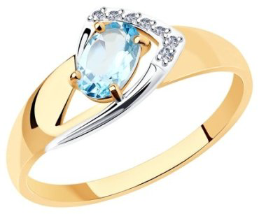Кольцо Diamant 51-310-01028-1 размер 18 вес 1.71 г золото, фианит, топаз купить,141049