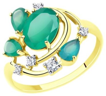 Кольцо Diamant 53-310-00544-2_175 размер 17.5 вес 2.437 г золото, агат купить,185873
