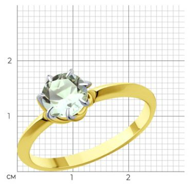 Кольцо Diamant 53-310-01774-2 размер 17.5 вес 1.89 г золото, празиолит купить,182833