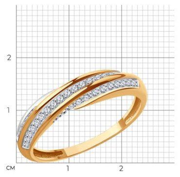 Кольцо Diamant 51-110-02019-1 размер 17 вес 1.72 г золото, фианит купить,245974