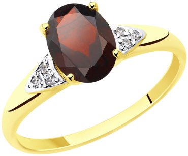 Кольцо Diamant 53-310-00216-2 размер 17.5 вес 1.71 г золото, гранат купить,140219