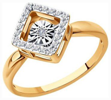 Кольцо Diamant 51-210-01265-1 №22 68 размер 18 вес 2.45 г золото, бриллиант купить,470246