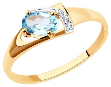 Кольцо Diamant 51-310-01021-1 размер 17.5 вес 1.35 г золото, фианит, топаз купить,135270