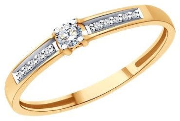 Кольцо Diamant 51-210-01760-1_17 размер 17 вес 1.47 г золото, бриллиант купить,252895