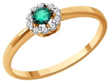 Кольцо Diamant 51-210-01768-2_17 размер 17 вес 1.5 г золото, изумруд купить,522754