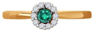 Кольцо Diamant 51-210-01768-2_17 размер 17 вес 1.5 г золото, изумруд купить,522754