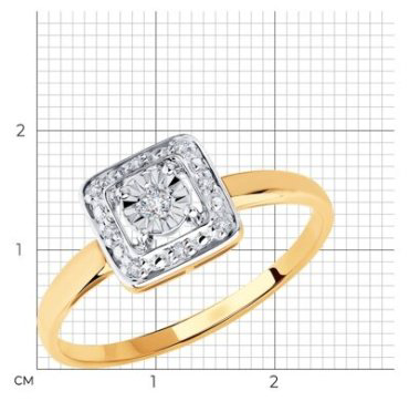 Кольцо Diamant 51-210-00306-1_18-5 размер 18.5 вес 1.64 г золото, бриллиант купить,351239