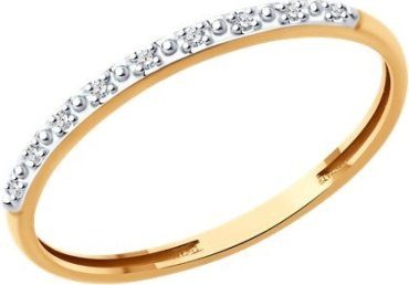 Кольцо Diamant 51-210-01955-1_155 размер 15.5 вес 0.89 г золото, фианит купить,132565