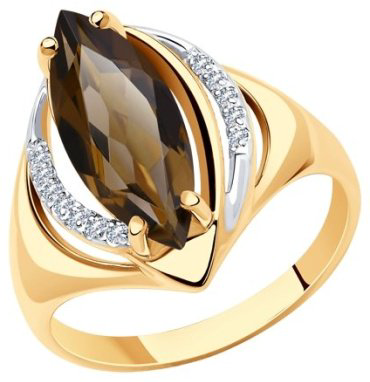 Кольцо Diamant 51-310-00962-1 размер 18 вес 3.15 г золото, раухтопаз, фианит купить,347679