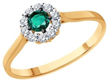 Кольцо Diamant 51-210-01779-2_17 размер 17 вес 1.57 г золото, изумруд купить,543909