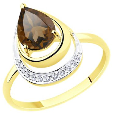 Кольцо Diamant 53-310-00527-2_18 размер 18 вес 2.04 г золото, раухтопаз купить,216893