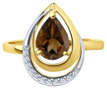 Кольцо Diamant 53-310-00527-2_18 размер 18 вес 2.04 г золото, раухтопаз купить,216893