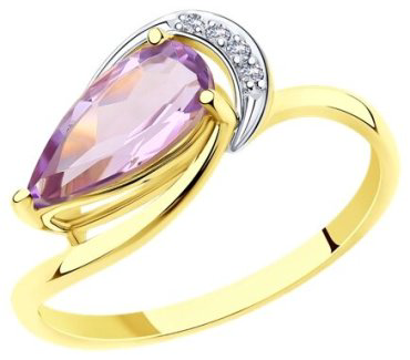 Кольцо Diamant 53-310-00620-2_175 размер 17.5 вес 1.685 г золото, аметист купить,129471