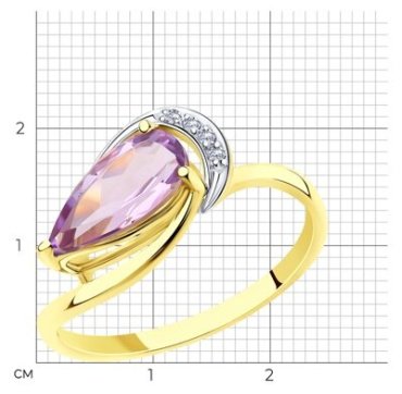 Кольцо Diamant 53-310-00620-2_175 размер 17.5 вес 1.685 г золото, аметист купить,129471