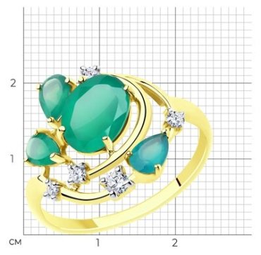 Кольцо Diamant 53-310-00544-2_165 размер 16.5 вес 2.317 г золото, агат купить,289332