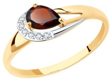 Кольцо Diamant 51-310-01020-2 размер 17 вес 1.28 г золото, гранат, фианит купить,141958