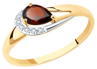 Кольцо Diamant 51-310-01020-2 размер 17 вес 1.28 г золото, гранат, фианит купить,141958