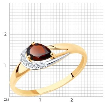 Кольцо Diamant 51-310-01020-2 размер 17 вес 1.28 г золото, гранат, фианит купить,141958
