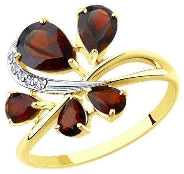 Кольцо Diamant 53-310-00351-1_18 размер 18 вес 2.423 г золото, гранат купить,187626