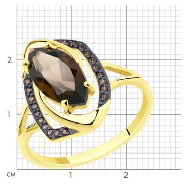 Кольцо Diamant 53-310-00659-2_18-5 размер 18.5 вес 2.35 г золото, раухтопаз купить,198790