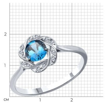 Кольцо Diamant 52-310-01746-2_17 размер 17 вес 1.87 г золото, топаз купить,203978