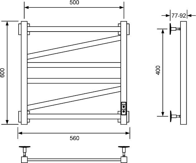 Полотенцесушитель Veconi Barro-C B6050B-C 50х60см черный