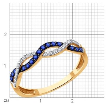 Кольцо Diamant 51-210-01826-1_175 размер 17.5 вес 1.31 г золото, сапфир купить,350167