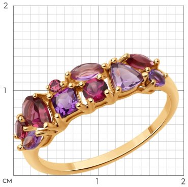 Кольцо Diamant 51-310-02165-2_18 размер 18 вес 1.83 г золото, родолит купить,170645